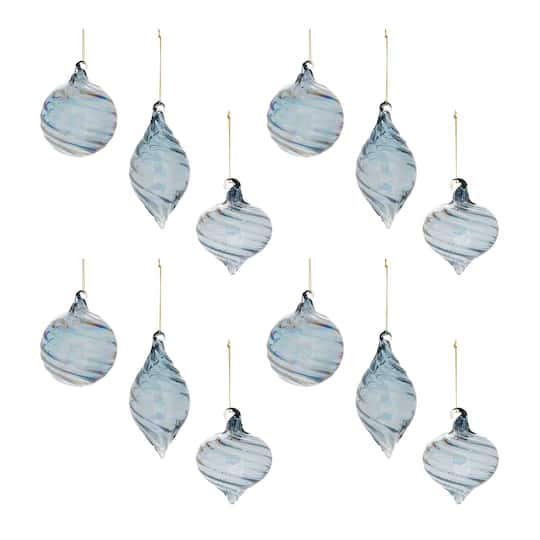 Melrose Iridescent Swirl Glass Ornament Set | Michaels®